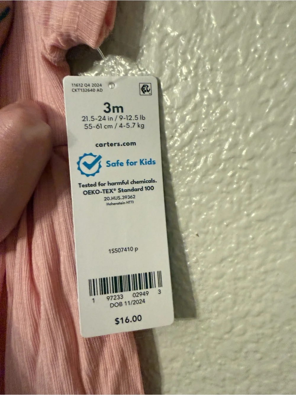 Carter's Pink Rib-Knit Dress Bodysuit
